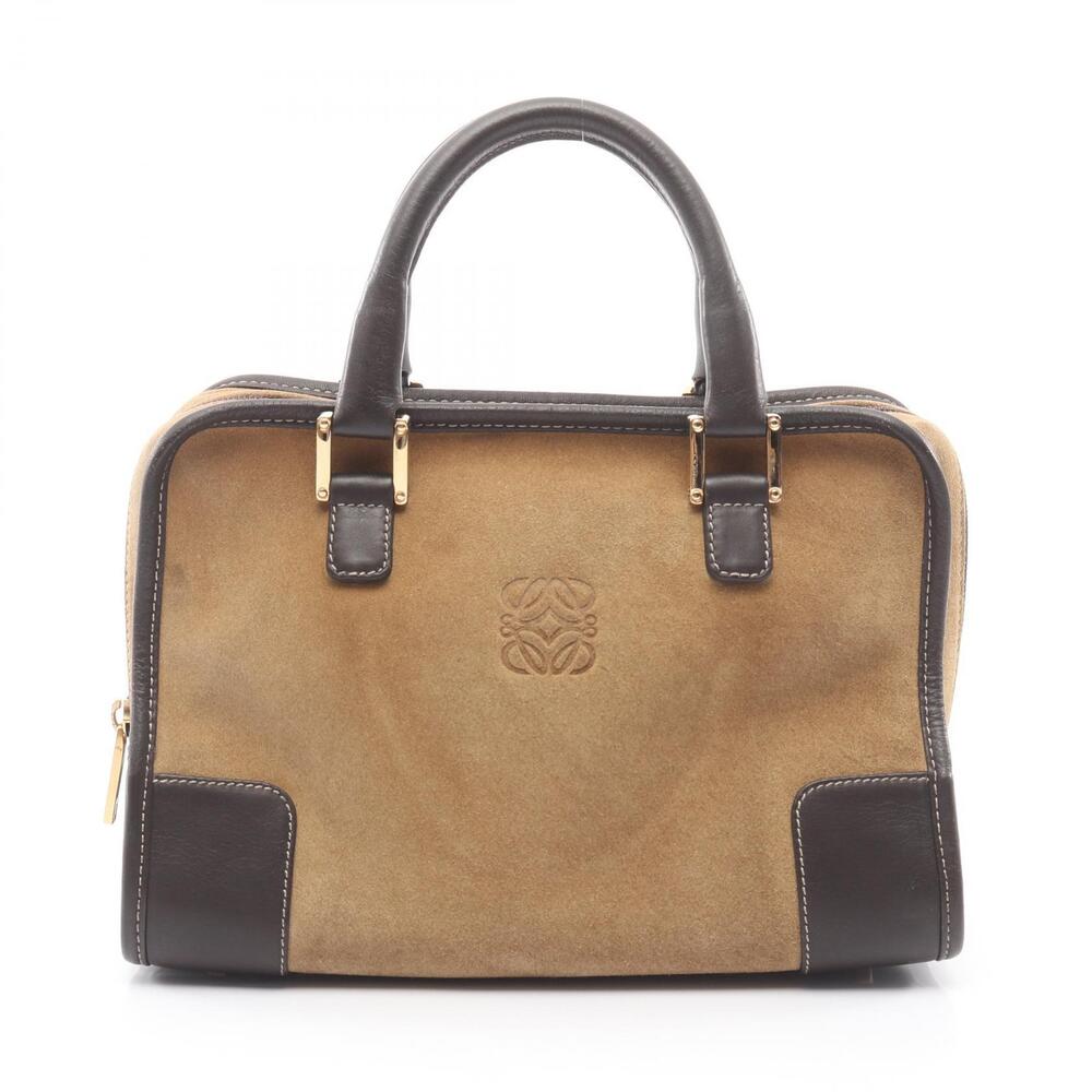 Loewe Amazona Handbag Suede Leather Beige Brown